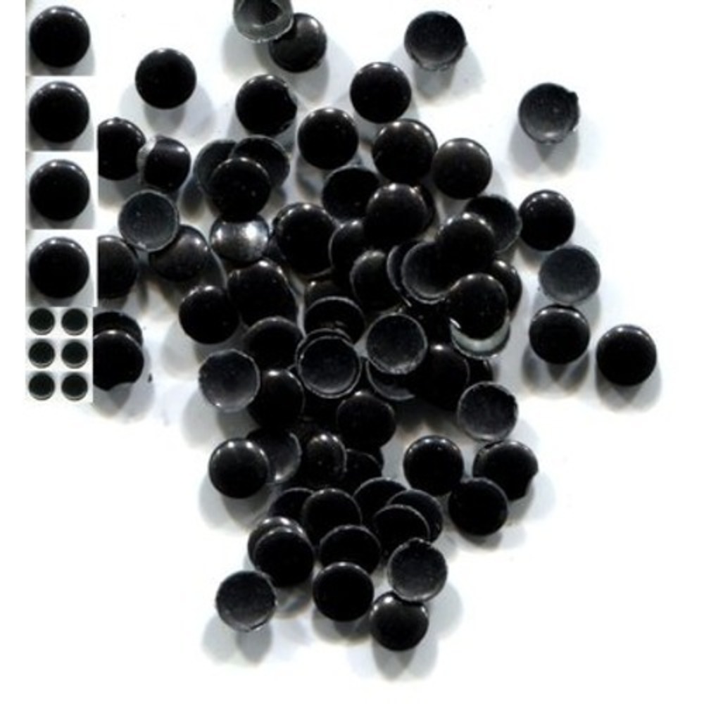 ROUND Smooth Nailheads 6mm HotFix BLACK 2 Gross 288 Pieces